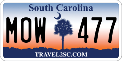SC license plate MOW477