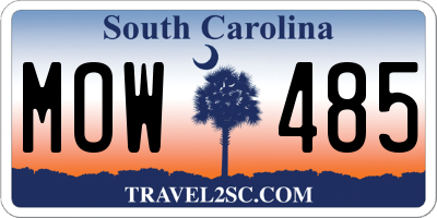 SC license plate MOW485