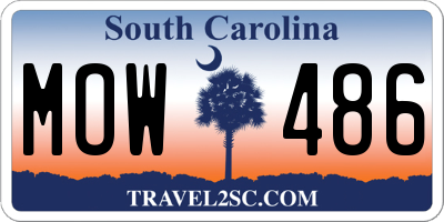 SC license plate MOW486