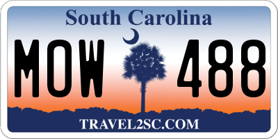 SC license plate MOW488