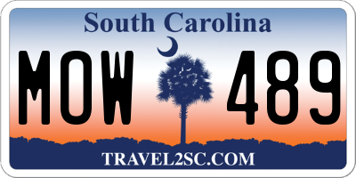 SC license plate MOW489