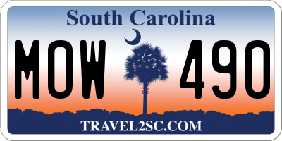 SC license plate MOW490