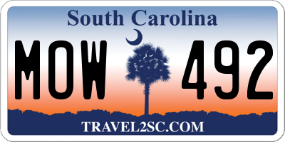 SC license plate MOW492