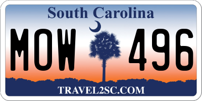 SC license plate MOW496