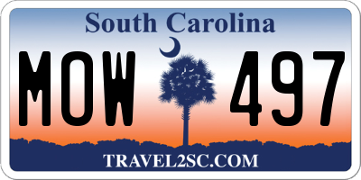 SC license plate MOW497