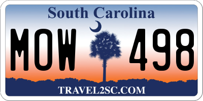 SC license plate MOW498