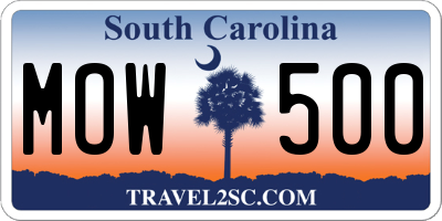 SC license plate MOW500