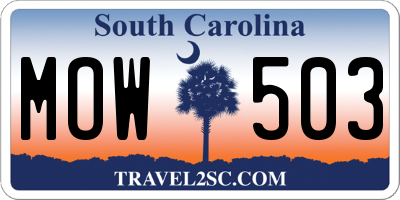 SC license plate MOW503