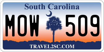 SC license plate MOW509