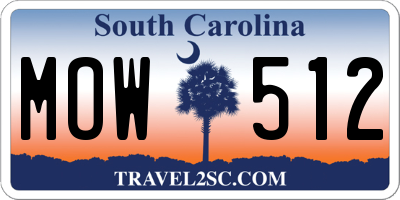 SC license plate MOW512