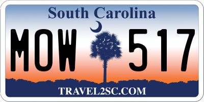 SC license plate MOW517
