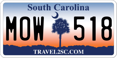 SC license plate MOW518