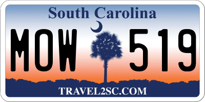 SC license plate MOW519