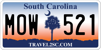 SC license plate MOW521