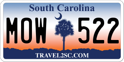 SC license plate MOW522