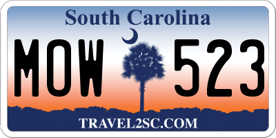 SC license plate MOW523