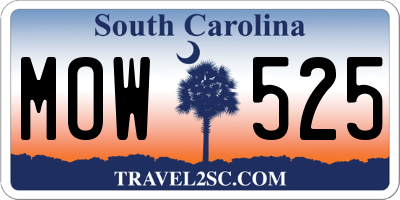 SC license plate MOW525