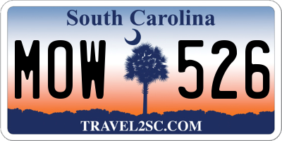 SC license plate MOW526