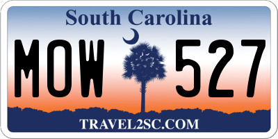 SC license plate MOW527