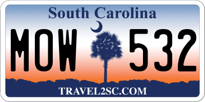 SC license plate MOW532
