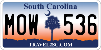 SC license plate MOW536