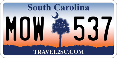 SC license plate MOW537