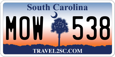 SC license plate MOW538