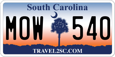 SC license plate MOW540
