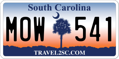 SC license plate MOW541