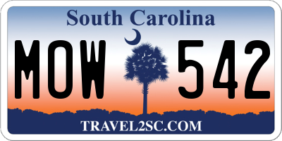 SC license plate MOW542