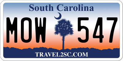 SC license plate MOW547