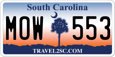 SC license plate MOW553