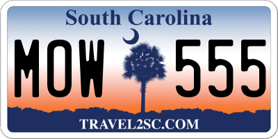 SC license plate MOW555