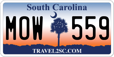 SC license plate MOW559