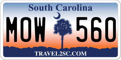 SC license plate MOW560