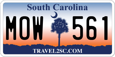 SC license plate MOW561