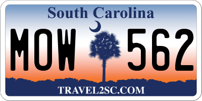 SC license plate MOW562