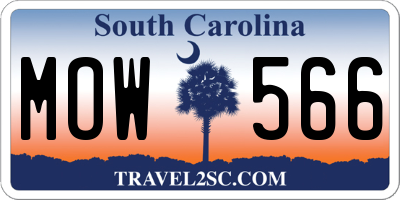 SC license plate MOW566