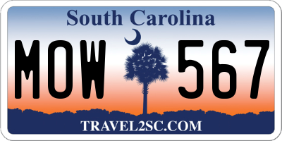 SC license plate MOW567