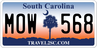 SC license plate MOW568