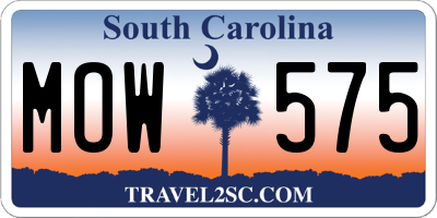 SC license plate MOW575
