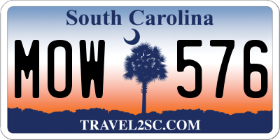 SC license plate MOW576