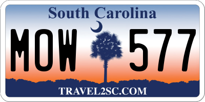 SC license plate MOW577