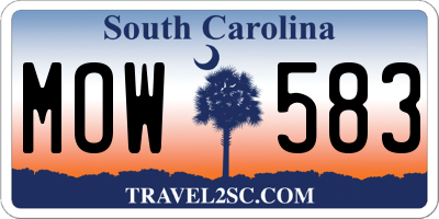SC license plate MOW583