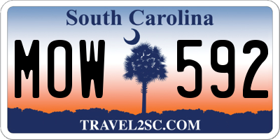 SC license plate MOW592