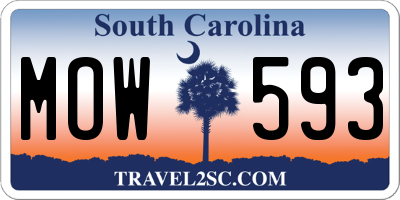 SC license plate MOW593