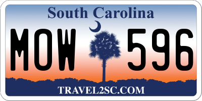 SC license plate MOW596