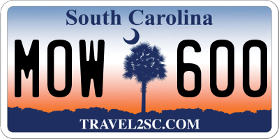 SC license plate MOW600