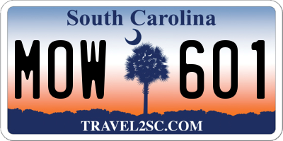 SC license plate MOW601