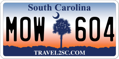 SC license plate MOW604